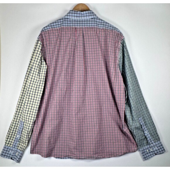 Brooks Brothers Mens XL Patchwork Check Button Down Shirt Multicolor Gingham - Picture 4 of 16